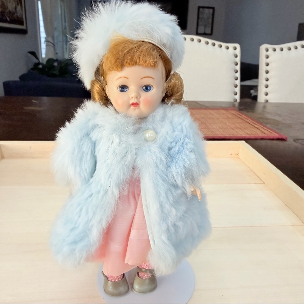 Vintage 1950s Cosmopolitan Ginger Doll w/ Faux Fur Coat and Stand